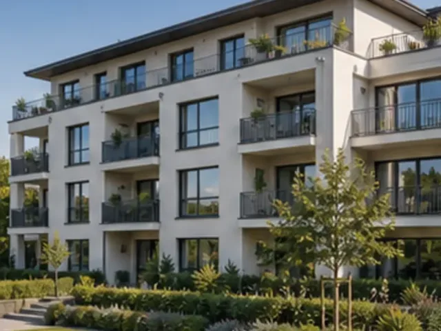 Mehrfamilienhaus einer Wohnungseigentümergemeinschaft mit gepflegter Außenanlage